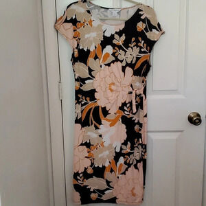 Liz Claiborne Womens Floral Midi Dress with  Cap Sleeve